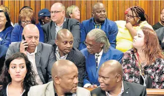  ?? Picture:EUGENE COETZEE ?? COURT CROWD: Politician­s packed the high court in Port Elizabeth for the case on the validity of the mayoral election. Previous mayor Athol Trollip is seated in the second back row, with present mayor Mongameli Bobani and ANC chief whip Bicks Ndoni two rows in front of him
