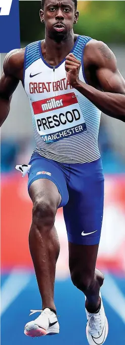  ?? GETTY IMAGES ?? Run it off: Prescod competes in Manchester