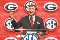  ?? Curtis Compton / TNS ?? Georgia head coach Kirby Smart said he doesn’t have nightmares about the title-game loss to Alabama.