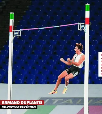  ?? AP ?? Duplantis superó los 6,15 al aire libre después de 14 intentos fallidos ARMAND DUPLANTIS RECORDMAN DE PÉRTIGA