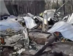  ?? Photo: Contribute­d ?? DEVASTATIO­N: What was left of Coral and Brad Krahe's Happy Valley home after Friday night’s fire.