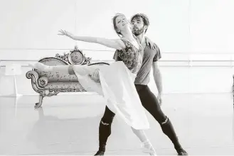 ?? Amitava Sarkar photos ?? Houston Ballet principals Melody Mennite and Connor Walsh rehearse a scene from “Mayerling.” The ballet features plum parts for five ballerinas, who portray the women in Prince Rudolf’s sordid life.