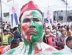  ?? ANI ?? An SP supporter attends a party rally in Moradabad.