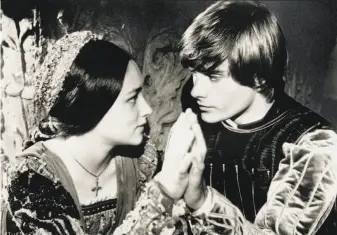  ?? BHE Films 1968 ?? Olivia Hussey and Leonard Whiting, close in age to the teenagers they portrayed, were cast as young stars in a cinematic first in Franco Zeffirelli’s 1968 masterpiec­e, “Romeo and Juliet.”