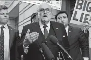  ?? JOSE LUIS MAGANA/AP PHOTO ?? Former Mayor of New York Rudy Giuliani speaks Friday at a news conference outside the federal courthouse in Washington. A jury awarded $148 million in damages on Friday to two former Georgia election workers who sued Giuliani for defamation.