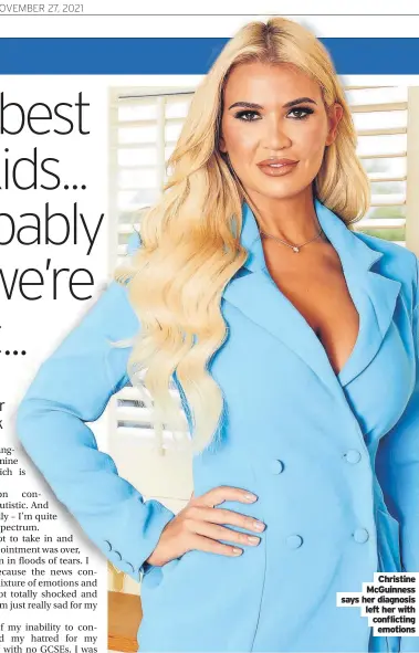  ?? ?? Christine McGuinness says her diagnosis left her with conflictin­g emotions