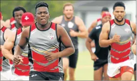  ?? Picture: EUGENE COETZEE ?? DOWN TO BUSINESS: Newly signed Southern Kings hooker Tango Balekile leads the way at a gruelling training session yesterday