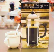  ?? GLEN ROSALES/FOR THE JOURNAL ?? BonJour Coffee and Tea press, $31.95 at Now We’re Cooking.