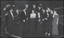  ?? ASSOCIATED PRESS ?? The cast and crew of “Parasite” accept the award for best picture at the Oscars on Sunday at the Dolby Theatre in Los Angeles.