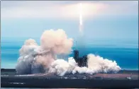  ?? JOE SKIPPER / REUTERS ?? The SpaceX Falcon 9 rocket disappears into clouds after it lifted off at the Kennedy Space Center in Cape Canaveral, Florida.