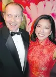  ??  ?? St. Paul’s Hospital Foundation president Dick Vollet and Feast of Fortune MC Sophie Lui greeted guests at the 11th running.