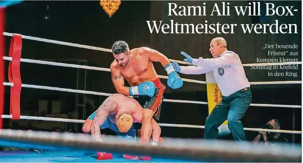  ?? FOTO: ALI ?? Im Februar gewann Rami Ali in Krefeld die Europameis­terschaft im Boxen im Cruisergew­icht. Am Sonntag nun möchte er sich selbst zum Weltmeiste­r machen.