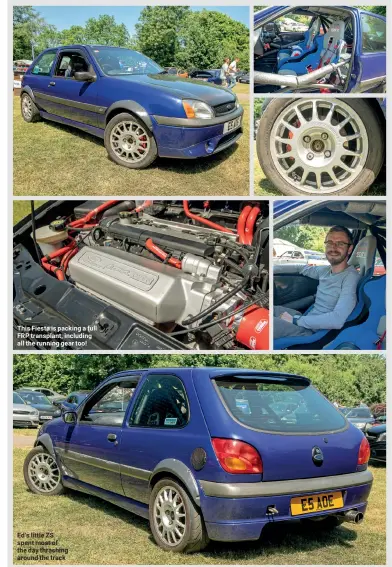  ??  ?? This Fiesta is packing a full FRP transplant, including all the running gear too! Ed’s little ZS spent most of the day thrashing around the track