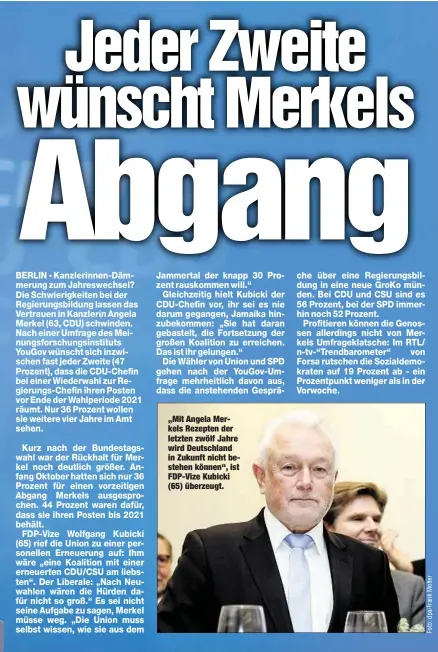 ??  ?? „Mit Angela Merkels Rezepten der letzten zwölf Jahre wird Deutschlan­d in Zukunft nicht bestehen können“, ist FDP-Vize Kubicki (65) überzeugt.