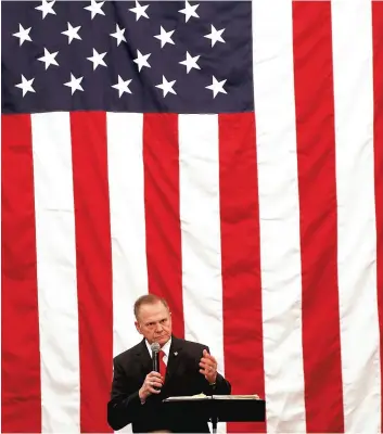  ?? PHOTO AFP ?? Roy Moore prenait la parole à Midland City, hier, en Alabama, devant ses partisans.