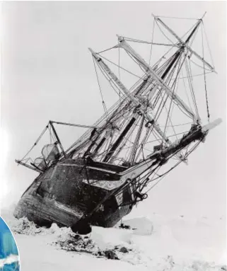  ?? // FALKLANDS MARITIME HERITAGE TRUST ?? UN HITO EN LA HISTORIA POLAR
Arriba, imagen del Endurance, encallado en el hielo en enero de 1915, y dos imágenes de los restos del barco