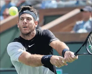  ?? John G. Mabanglo EPA/Shuttersto­ck ?? JUAN MARTIN DEL POTRO appears to be the biggest obstacle to Roger Federer’s supremacy, with Rafael Nadal, Andy Murray and Novak Djokovic injured, after beating him for the fourth time in six finals.