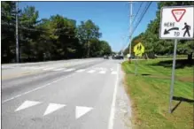  ?? FRAN MAYE – DIGITAL FIRST MEDIA ?? This crosswalk in front of Unionville High School will be improved and sidewalks installed after school directors voted to move forward with the safety project.