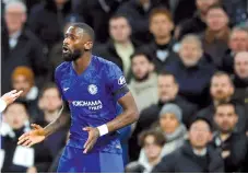  ??  ?? Chelsea's Antonio Rudiger reacts as Tottenham fans look on, December 23, 2019. - Reuters photo