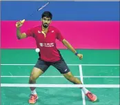  ??  ?? Kidambi Srikanth returns against France's Lucas Corvee during their round two men's singles match at the 2017 BWF World Championsh­ips.