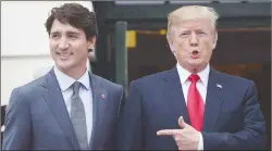  ?? AP PHOTO ?? U.S. President Donald Trump boasted in a fundraisin­g speech in Missouri on Wednesday that he made up facts about trade in a meeting with Prime Minister Justin Trudeau, according to a recording of the comments obtained by The Washington Post.