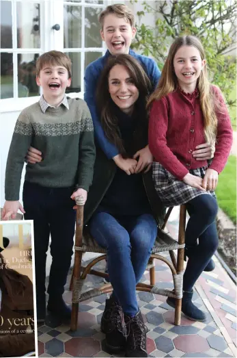  ?? ?? Photo bomb: The Mother’s Day image and, inset from left, the 2016 Vogue cover, Charlotte in December and Louis with all his teeth on Christmas Day