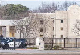  ?? BRANDON WADE / AP FILE (2022) ?? Police gather Jan. 16, 2022, in front of the Congregati­on Beth Israel Synagogue in Colleyvill­e, Texas. Four congregant­s were taken hostage by a pistol-wielding man during a Shabbat service. The Antidefama­tion League, in a new report, found 3,697 incidents of antisemiti­sm last year in the U.S., including vandalism and harassment in addition to assaults. The number was the highest the group has counted since it began compiling reports on anti-jewish hatred in 1979.