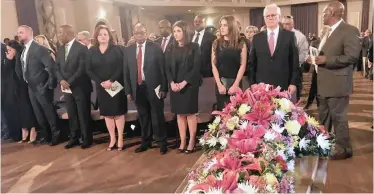  ?? | African News Agency (ANA) ?? FAMILY, friends and colleagues of Gavin Watson, including former president Jacob Zuma, pay tribute at his funeral in Port Elizabeth yesterday.