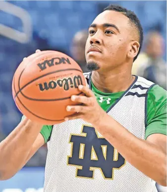  ?? MARK KONEZNY, USA TODAY SPORTS ?? Notre Dame forward Bonzie Colson was the only player in the Atlantic Coast Conference this season to average a double- double.