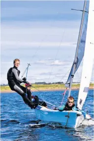  ??  ?? Catching the breeze and Ross Bain crew up Finlay Herrington, Sam Bower