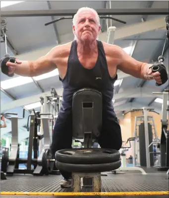  ??  ?? Liam O’Keeffe celebrated his 64th birthday by doing over 2,000 crossover chest reps in 30 minutes.