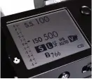  ??  ?? Top deck info display can be switched between a real-time histogram, virtual dials for ISO and shutter speeds, and basic photo (or video) capture settings.