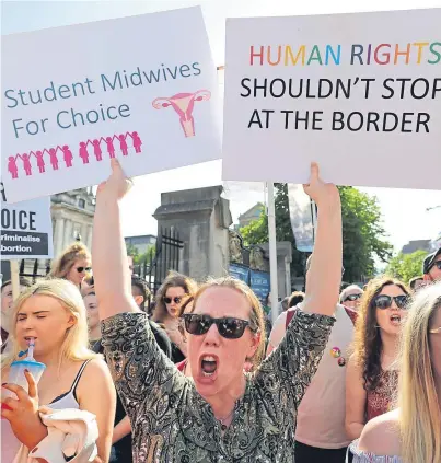  ??  ?? CHOICE: A People Before Profit protest calling for provision of abortion in Northern Ireland, at Belfast City Hall