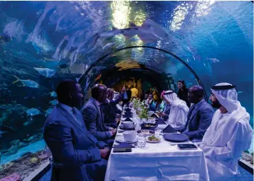  ?? — SUPPLIED PHOTOS ?? The unique iftar held in the region’s longest underwater tunnel offering a mesmerisin­g view of marine life.