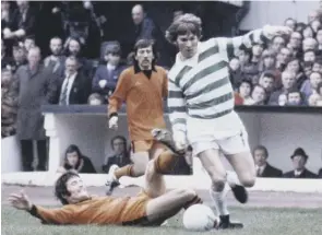  ??  ?? 0 Dalglish evades Dundee United’s Archie Knox in the 1974 Scottish Cup final
