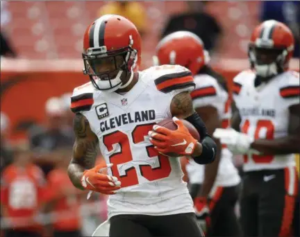  ?? ASSOCIATED PRESS FILE ?? Joe Haden practices last season before a game against the Ravens. Coach Hue Jackson isn’t denying a report the Browns are attempting to trade Haden.