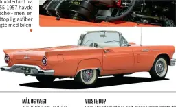  ??  ?? Thunderbir­d fra 1955-1957 havde kaleche – men en hardtop i glasfiber fulgte med bilen. ▼