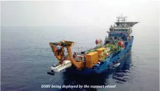  ??  ?? DSRV being deployed by the support vessel