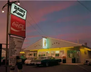  ??  ?? Top Dairy Land, Provinceto­wn, Massachuse­tts, 1976. From Joel’s influentia­l book Cape Light.