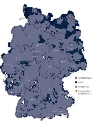  ??  ?? Kaum noch weiße Flecken zeigt die Empfangska­rte für den Deutschlan­d-Mux