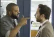  ?? BOB MAHONEY/WARNER BROS. PICTURES VIA AP ?? This image released by Warner Bros. Pictures shows Ice Cube, left, and Charlie Day in a scene from “Fist Fight.”