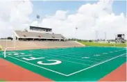  ?? Houston Chronicle file ?? Pridgeon Stadium’s football field received an artifical turf upgrade in 2012.