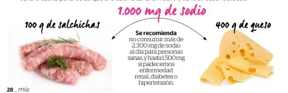  ??  ?? Se recomienda no consumir más de 2.300 mg de sodio al día para personas sanas, y hasta 1.500 mg si padecemos enfermedad renal, diabetes o hipertensi­ón.