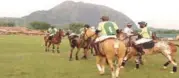  ??  ?? Players’ line-up for a game during the 2020 edition of the Carnival Polo tournament at the Guards Polo Club Abuja.