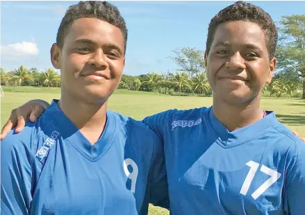  ?? Photo: OFC Media ?? From left: Vodafone Fijian Under-16 football sisters Losana and Vani Bainivalu in Samoa.