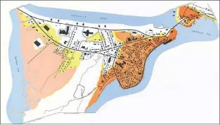  ?? FILE IMAGE ?? The flood informatio­n map for Placentia from 1985. The blue area represents water surface, the orange represents the 1:20-year flood zone, essentiall­y an area at high risk of flooding. The yellow area is the 1:100-year flood zone, with the additional...