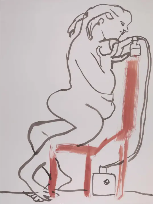  ??  ?? Camille Henrot, Wet Job 9, 2019; watercolor on paper; 91.44 x 119.38 cm