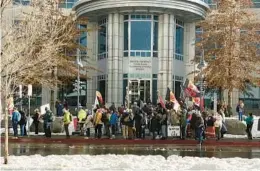  ?? SCOTT SONNER/AP ?? Tribal members and other protesters rally Jan. 5 in front of the federal courthouse in Reno, Nev., against a huge lithium mine planned near the Nevada-Oregon line.