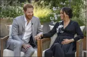  ?? JOE PUGLIESE — HARPO PRODUCTION­S ?? Prince Harry and Meghan, Duchess of Sussex, speaking about expecting their second child during an interview with Oprah Winfrey.