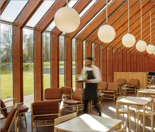  ?? PHOTOGRAPH BY COLIN MEARNS ?? The Burrell Restaurant at The Burrell Collection in Pollok Country Park, Glasgow, has a kind of magic with that glass-house view of the greenery